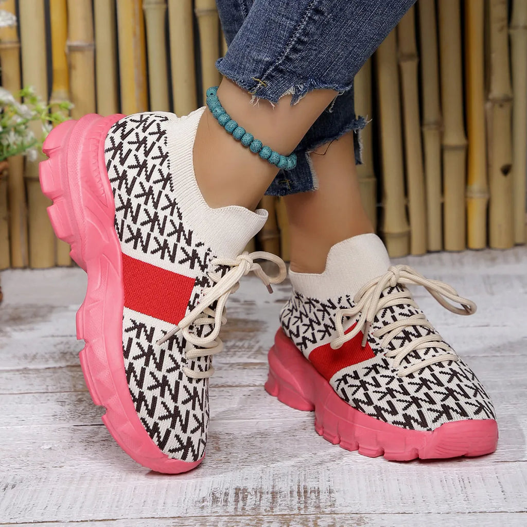 women's round toe lace up sneakers - alternate angle