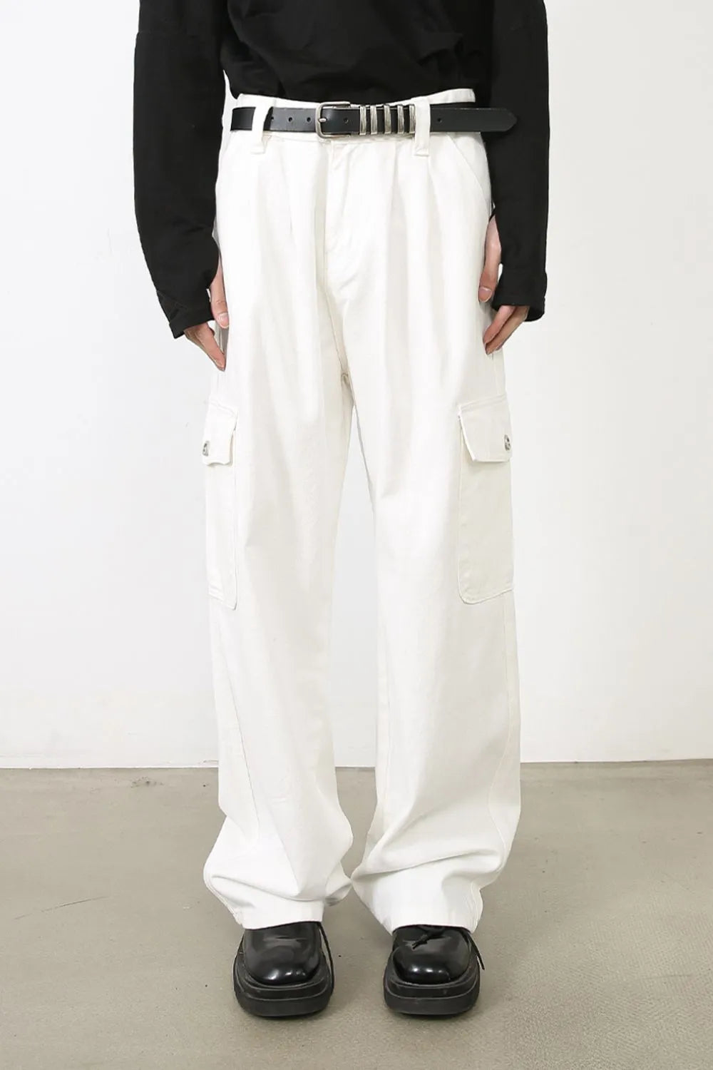 Men's Loose Fit Cargo Jeans White