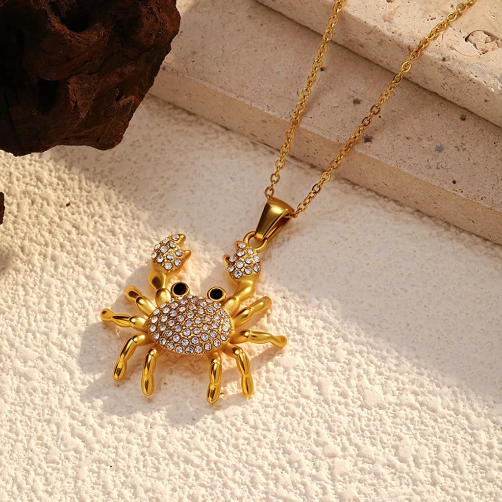 women's 18k gold-plated crab pendant necklace - extra view