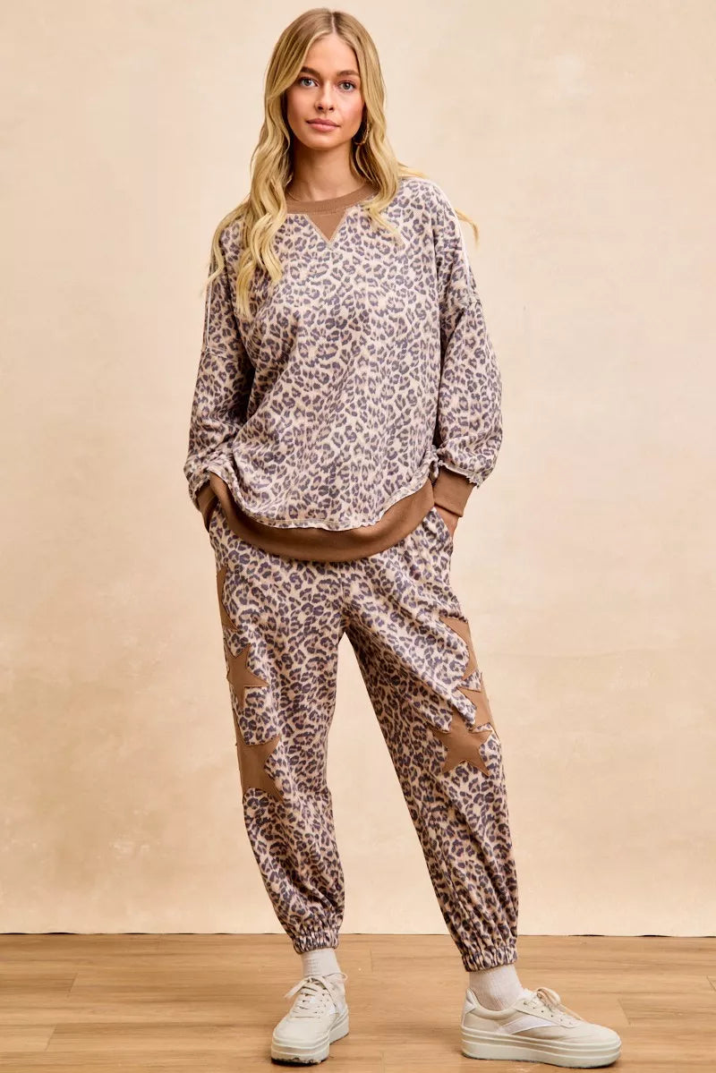 women's bibi leopard printed french terry sweatshirt - product detail