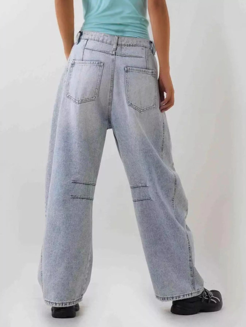 women's distressed wide leg jeans - product detail