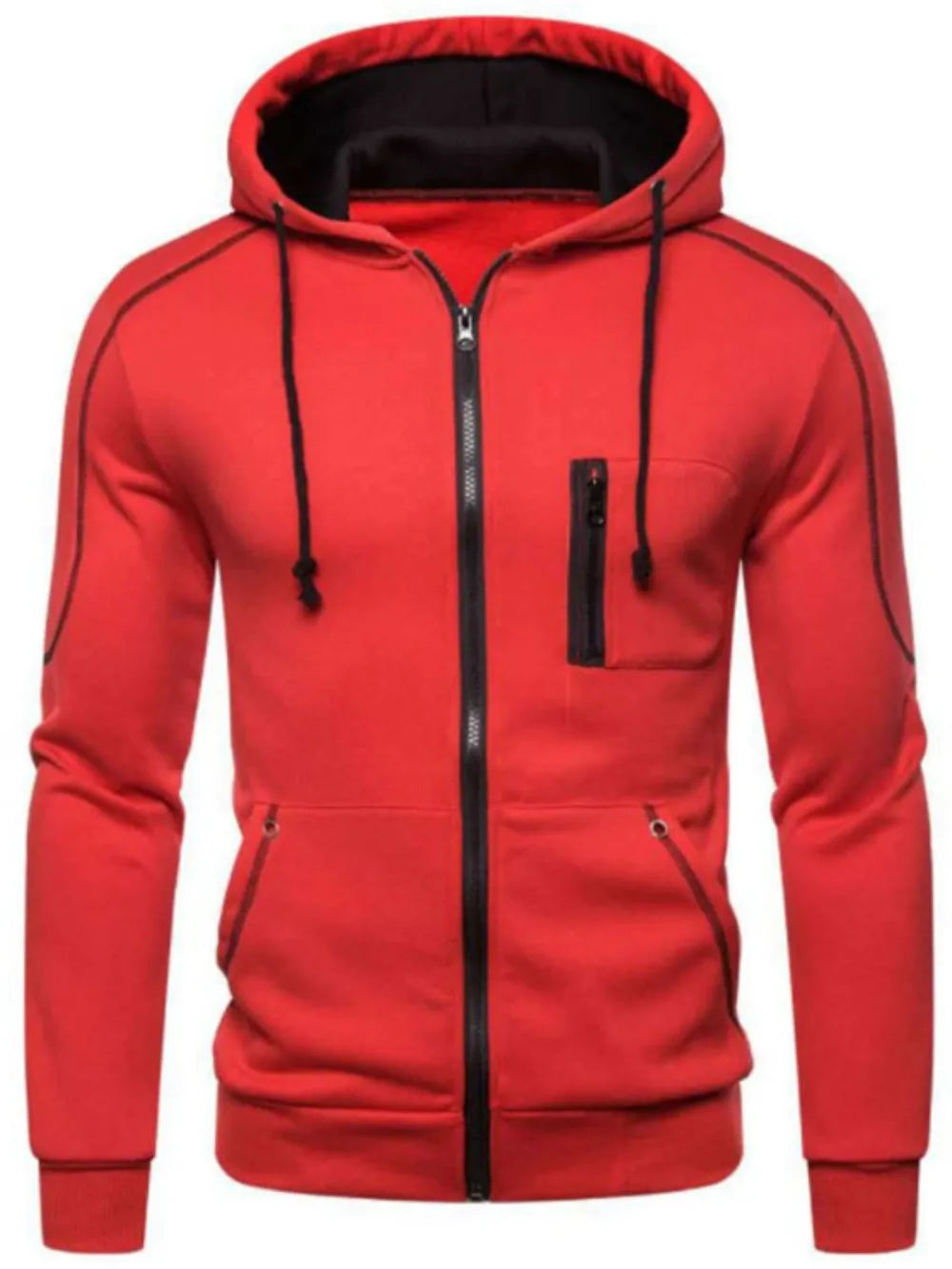 Men's Full Size Zip Up Long Sleeve Hoodie and Pants Set Plus Size