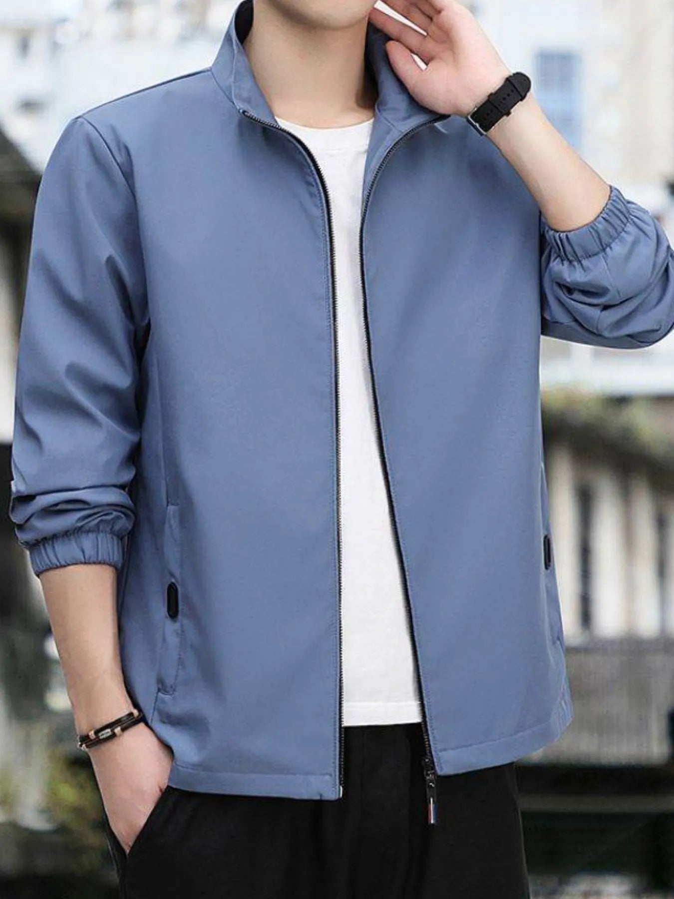 men’s colorblock overcoat with storm cuffs