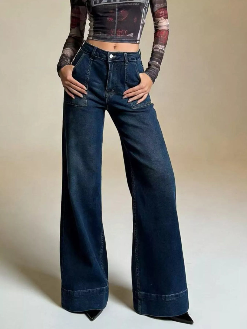 women's high-waisted flare leg jeans - additional image