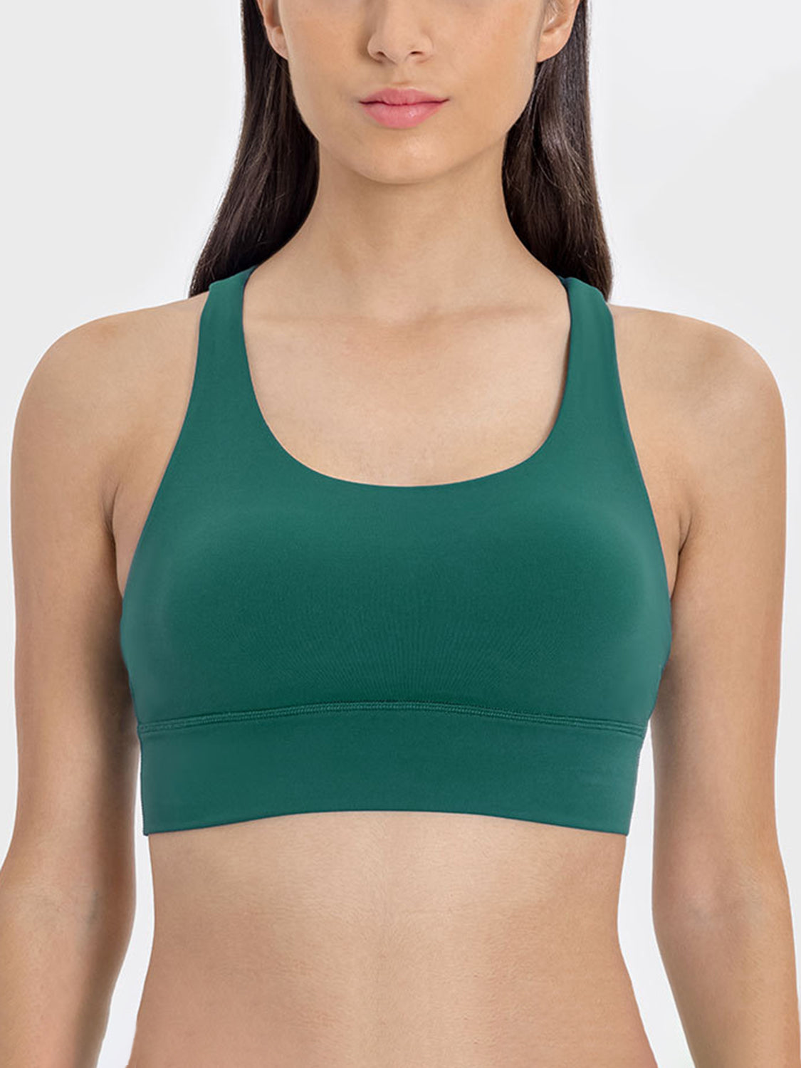 Millennia Crisscross Scoop Neck Active Tank Dark Green