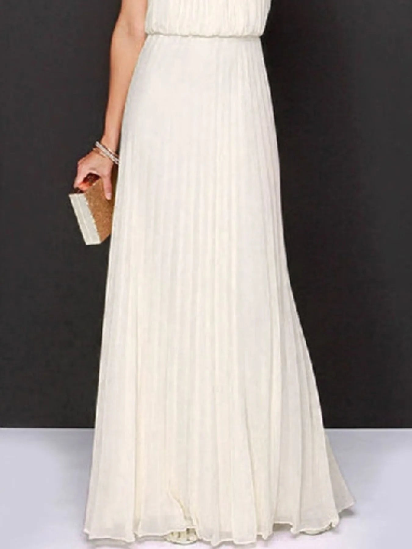 Pleated Sleeveless Maxi Tank Dress