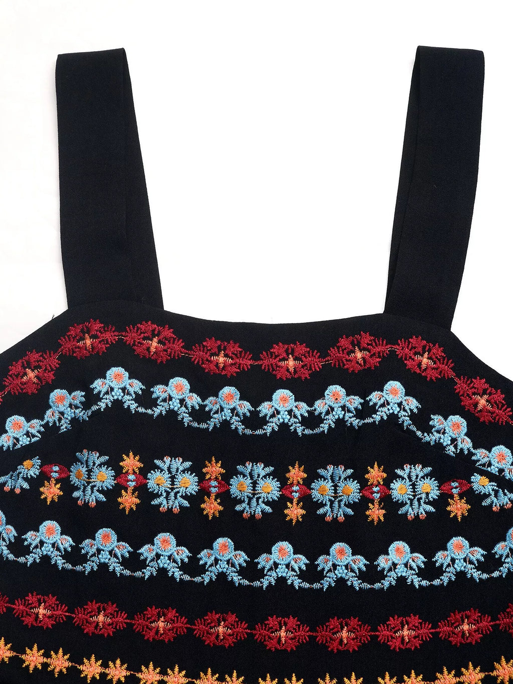 women's embroidered wide strap romper - product detail