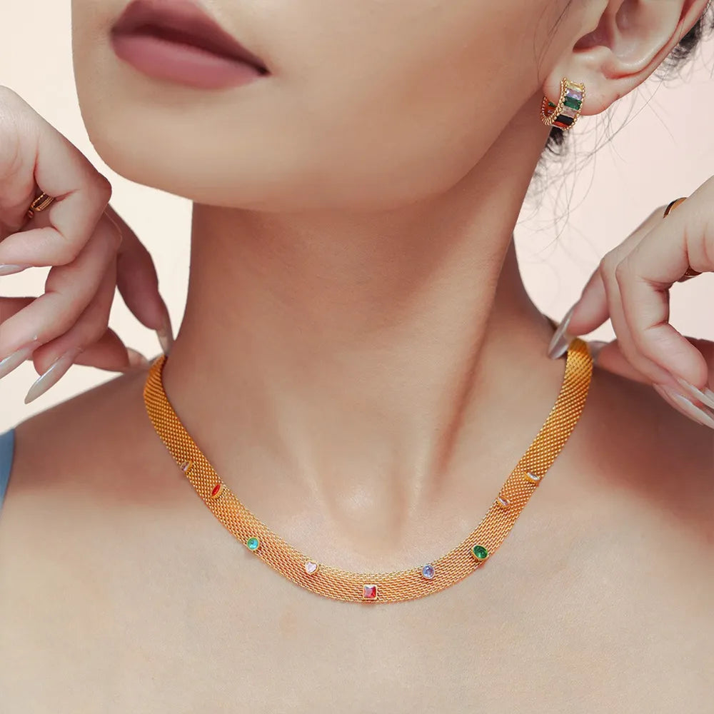 titanium steel zircon necklace styled as a women’s activewear