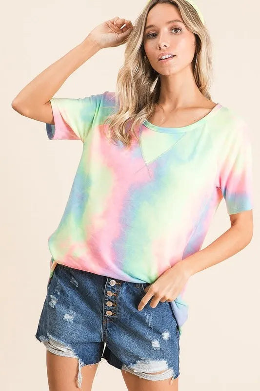 women's bibi tie dye french terry print top - additional image