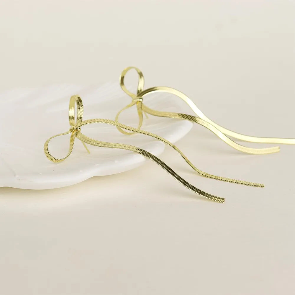 Stainless Steel Bow Bar Earrings