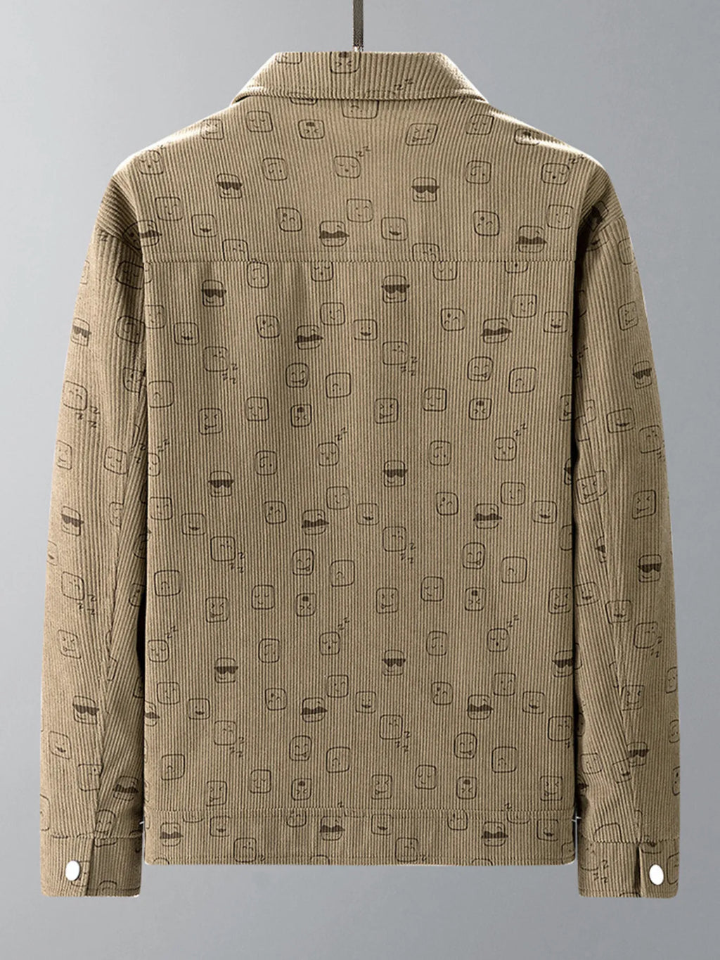 men's men's plus size snap down corduroy printed casual jacket - lifestyle shot