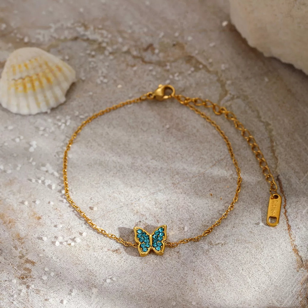 women's 18k gold-plated butterfly adjustable bracelet - product showcase