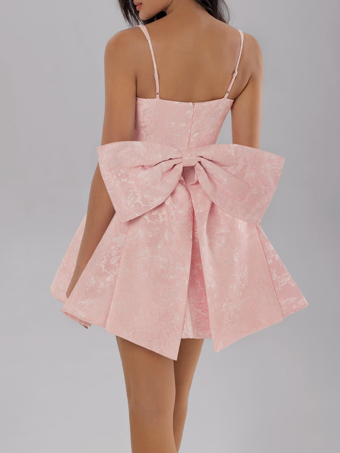 Satin Mini Cami Dress with Bow Blush Pink