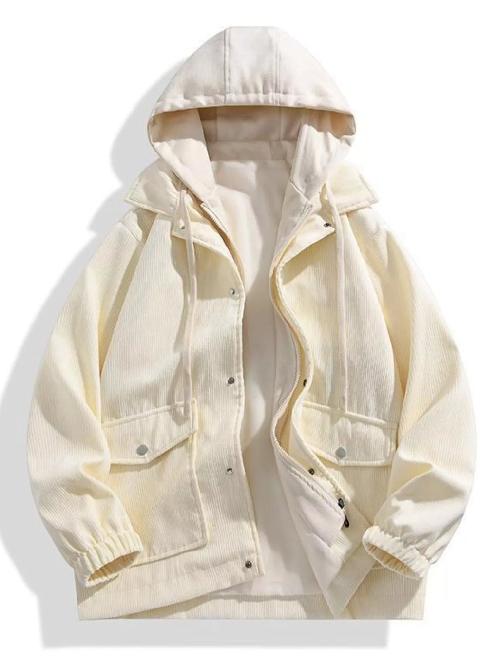 men's men's plus size casual corduroy snap down hooded jacket - styled view