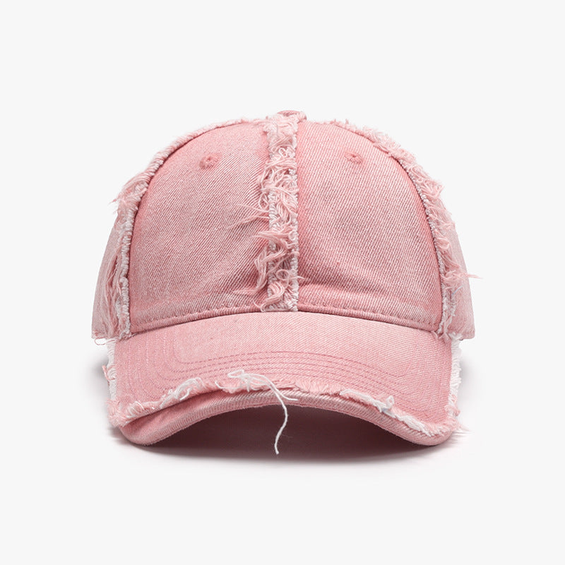 Raw Hem Cotton Baseball Cap Dusty Pink One Size