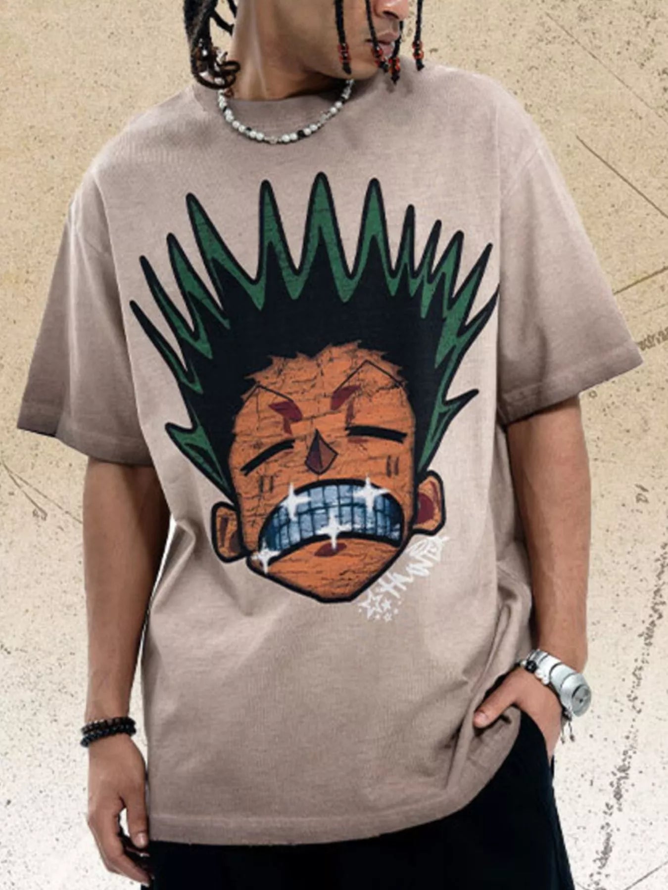 men's men's graphic round neck oversized t-shirt - main product image