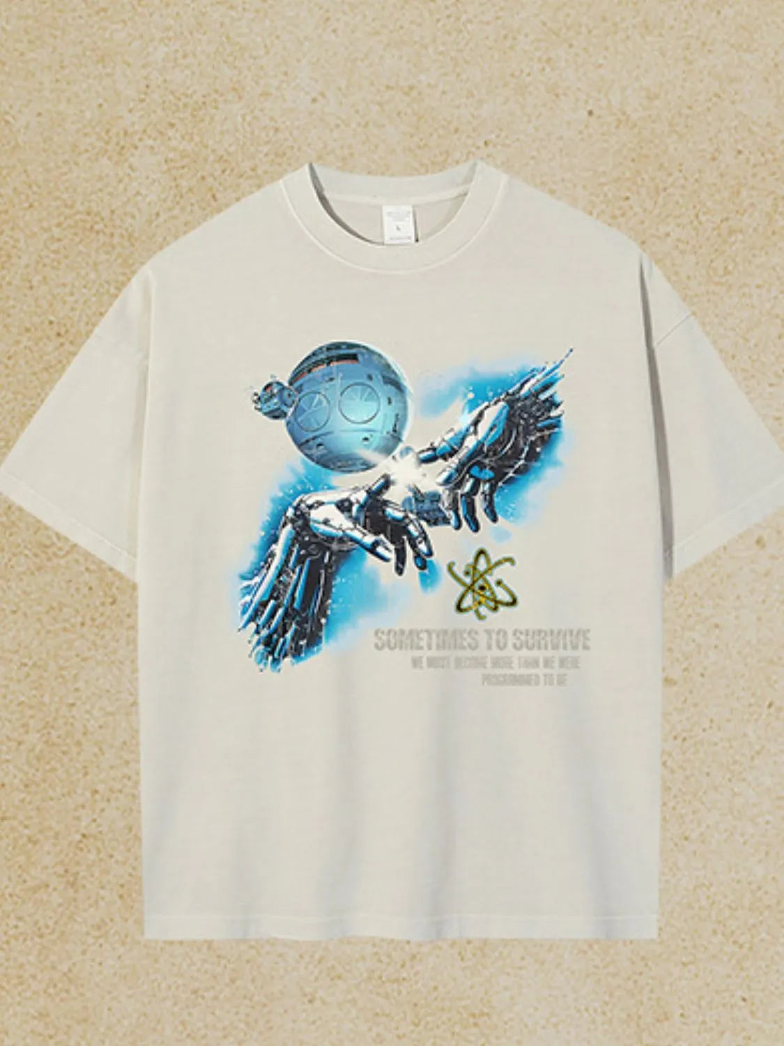 Men's Graphic Round Neck Half Sleeve T-Shirt Ivory