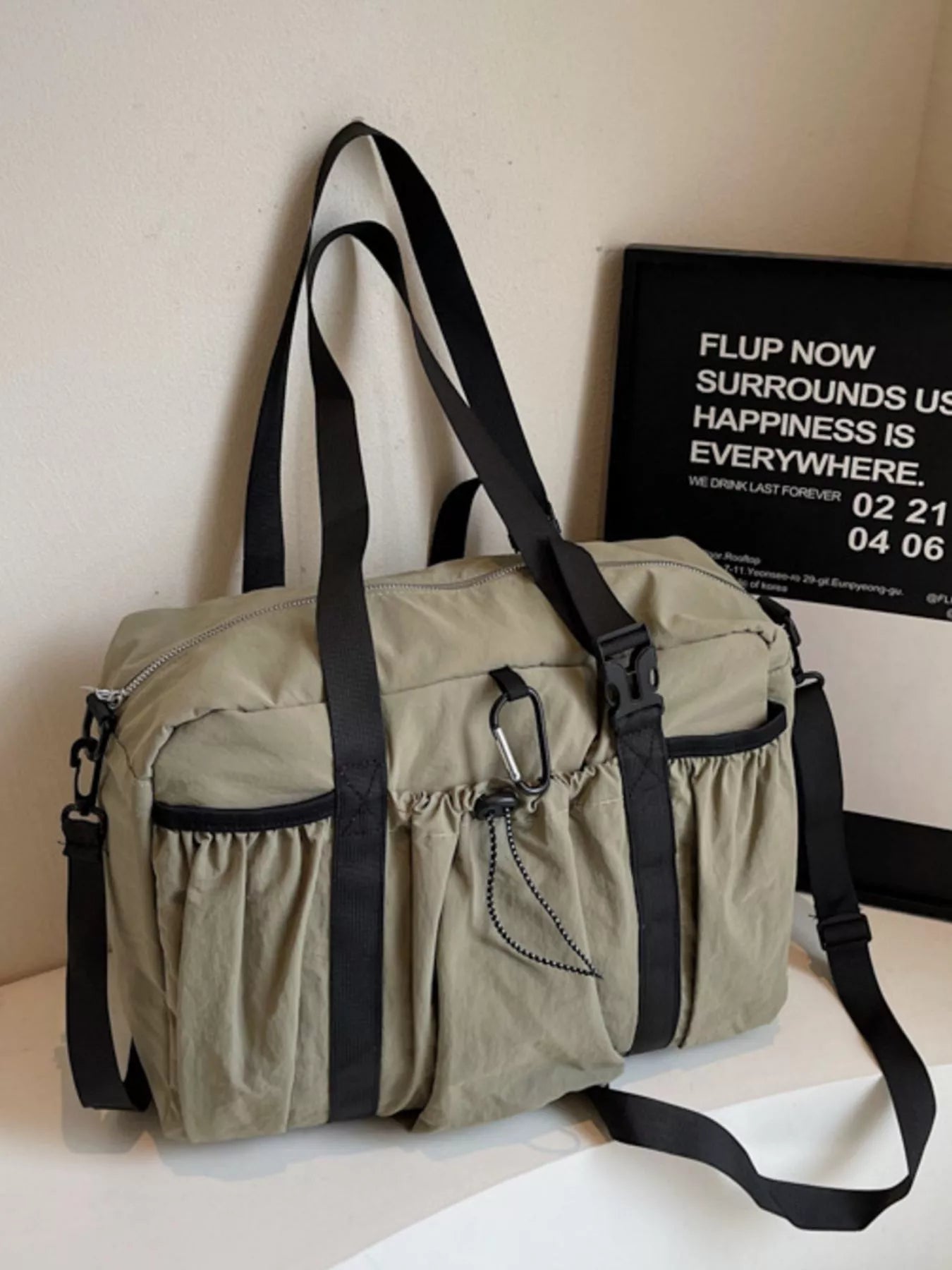 canvas travel duffel bag - extra view
