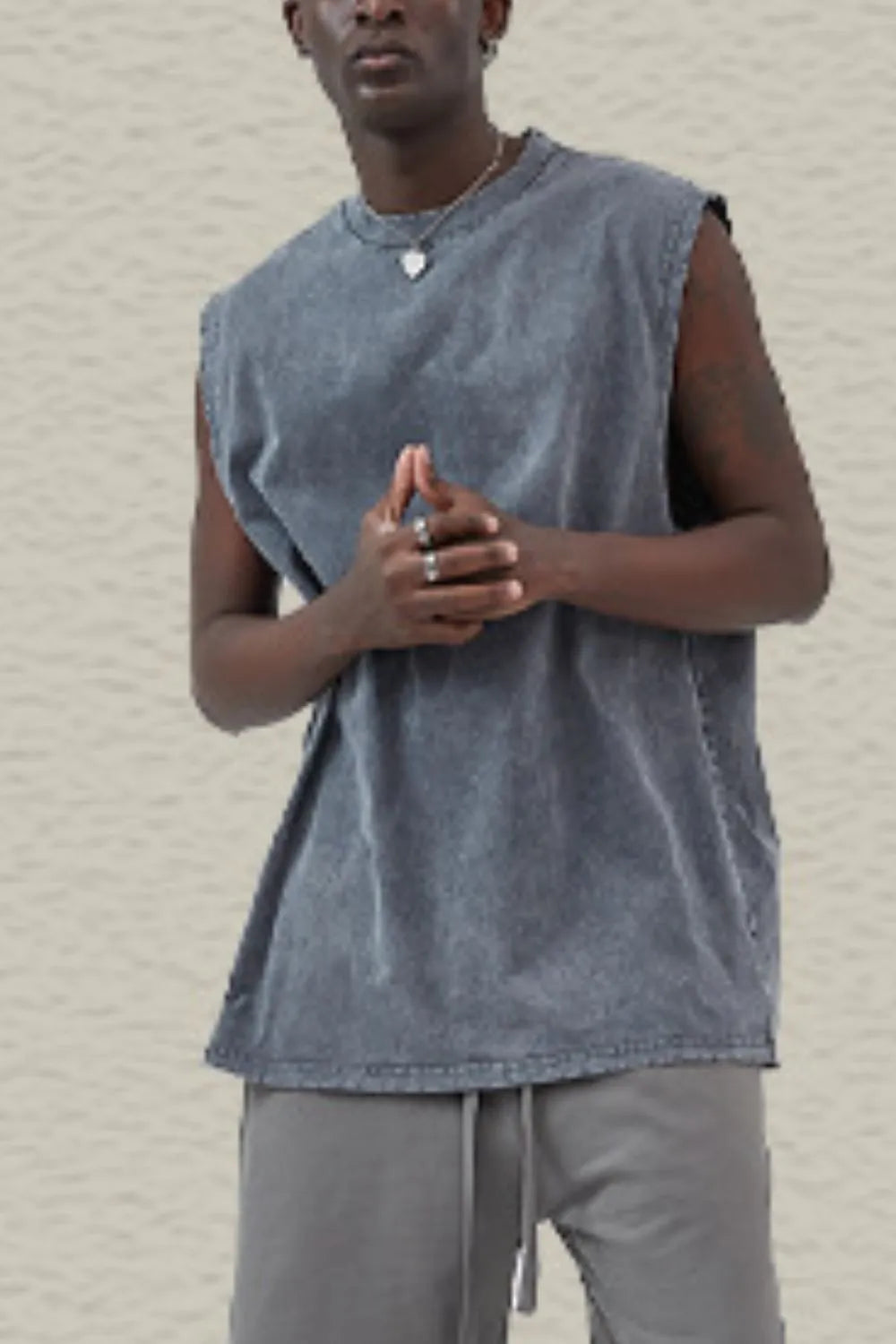 Men's Round Neck Tank Dark Gray