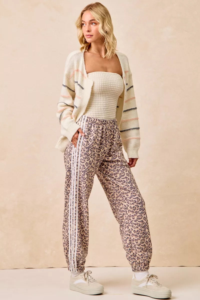 women's bibi side lines leopard track pants - extra view