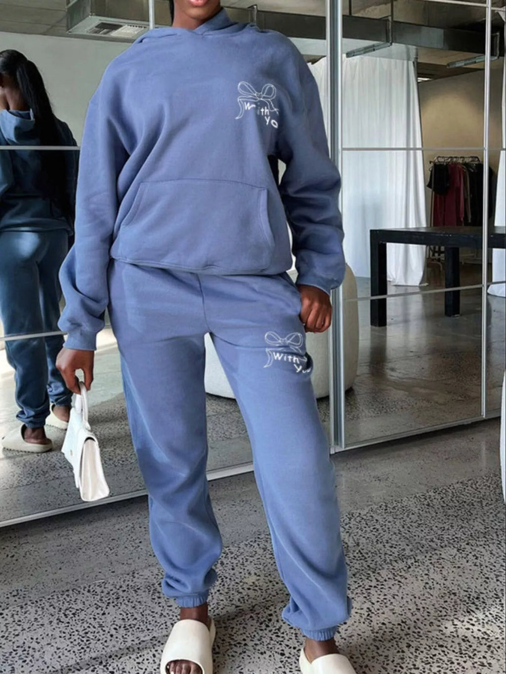 women's dropped shoulder hoodie and pants set - extra view
