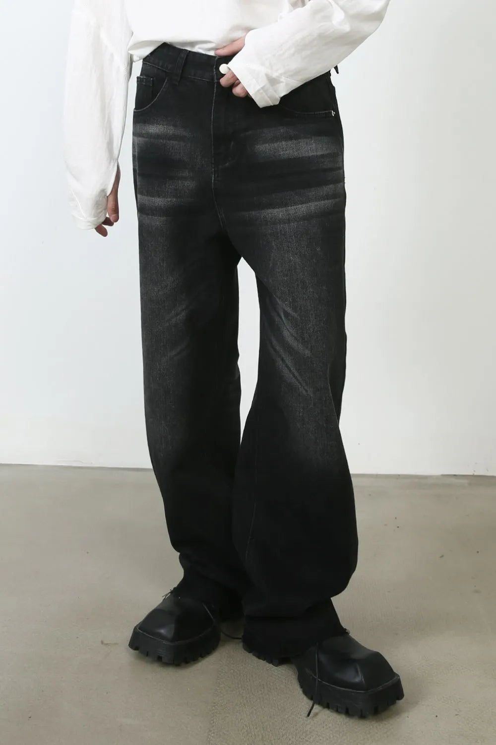 Men's Frayed Hem Jeans Dark