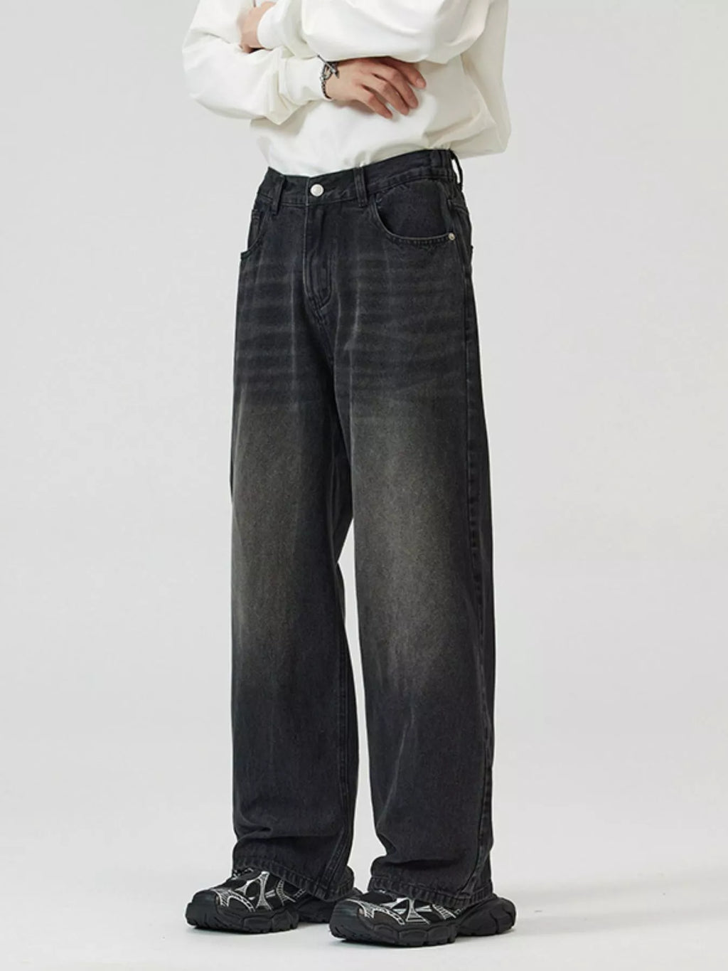 men's men's full size washed straight jeans plus size - product detail