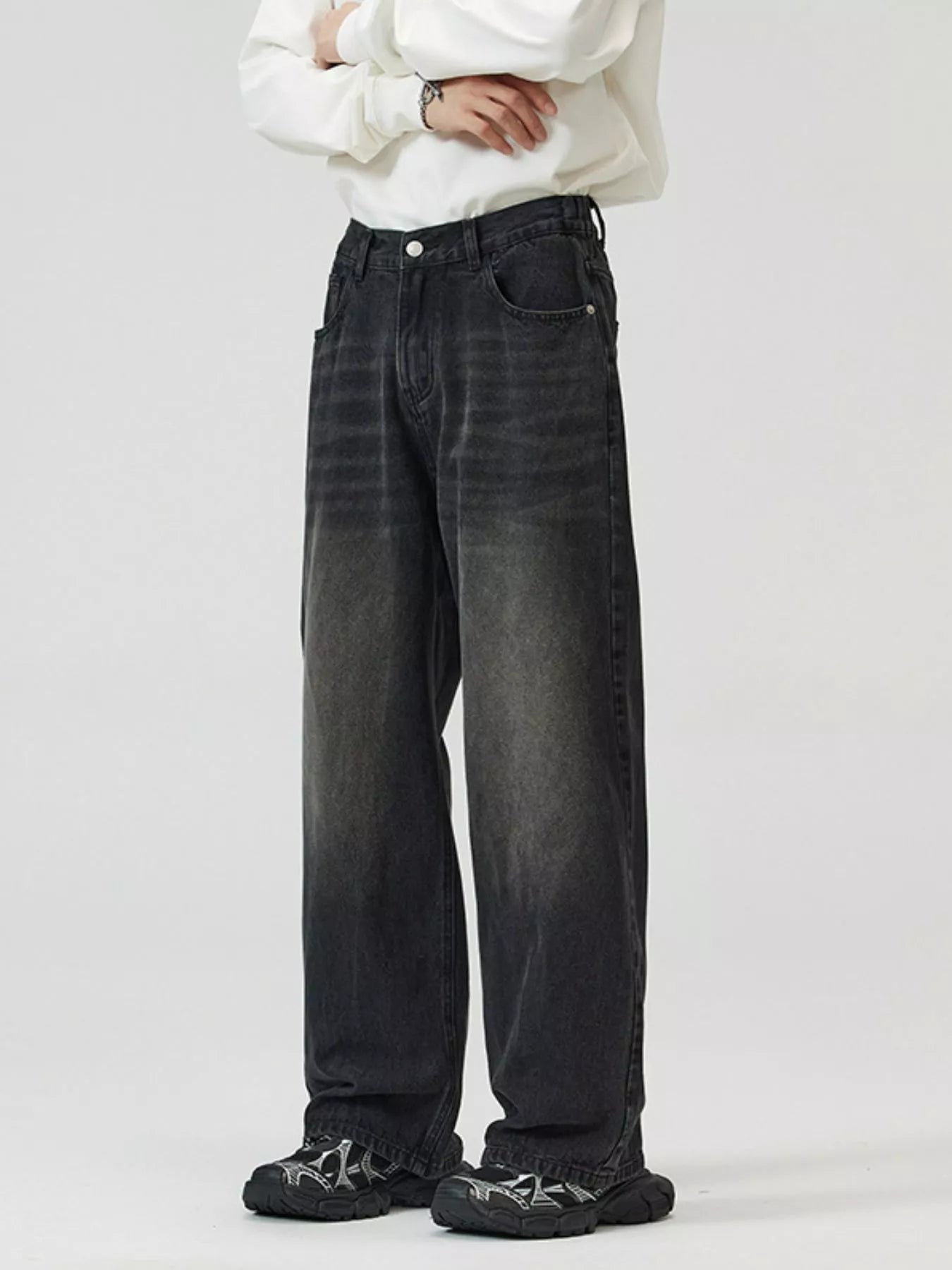 men's men's full size washed straight jeans plus size - product detail