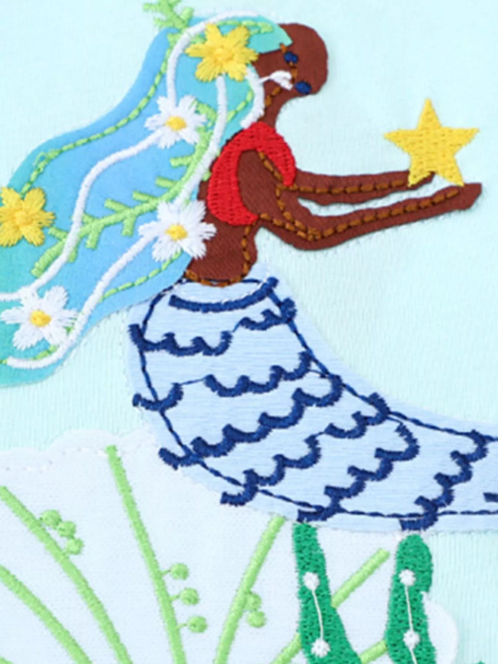 women's children's mermaid embroidered short sleeve dress - additional image
