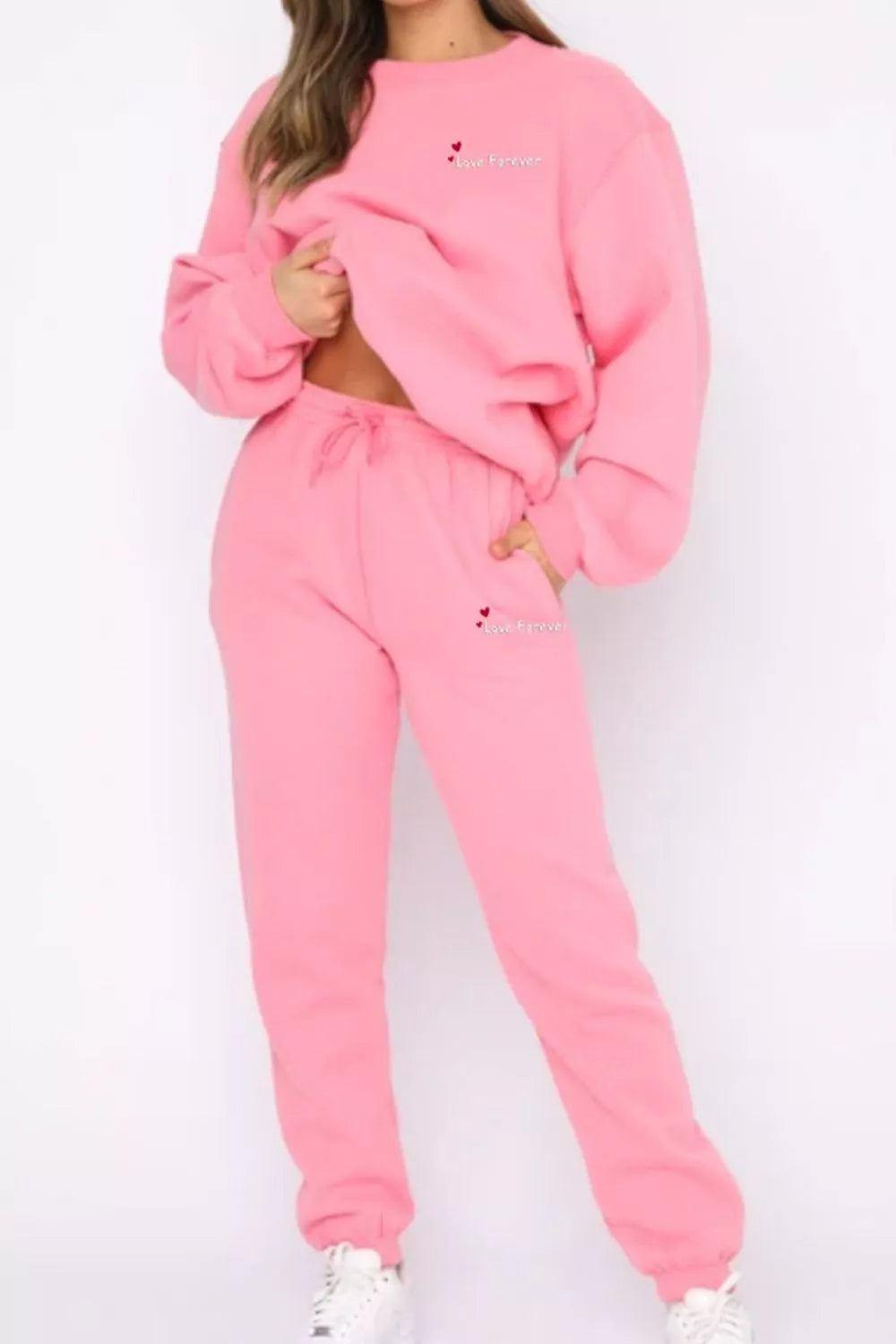 women's round neck sweatshirt and joggers set - product detail