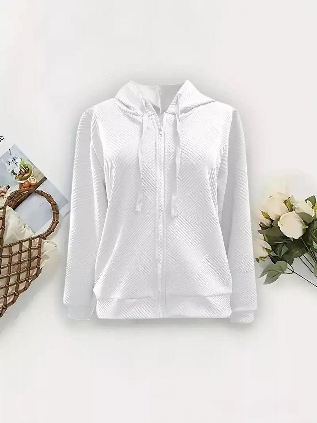 women's textured zip-up hooded jacket - additional image
