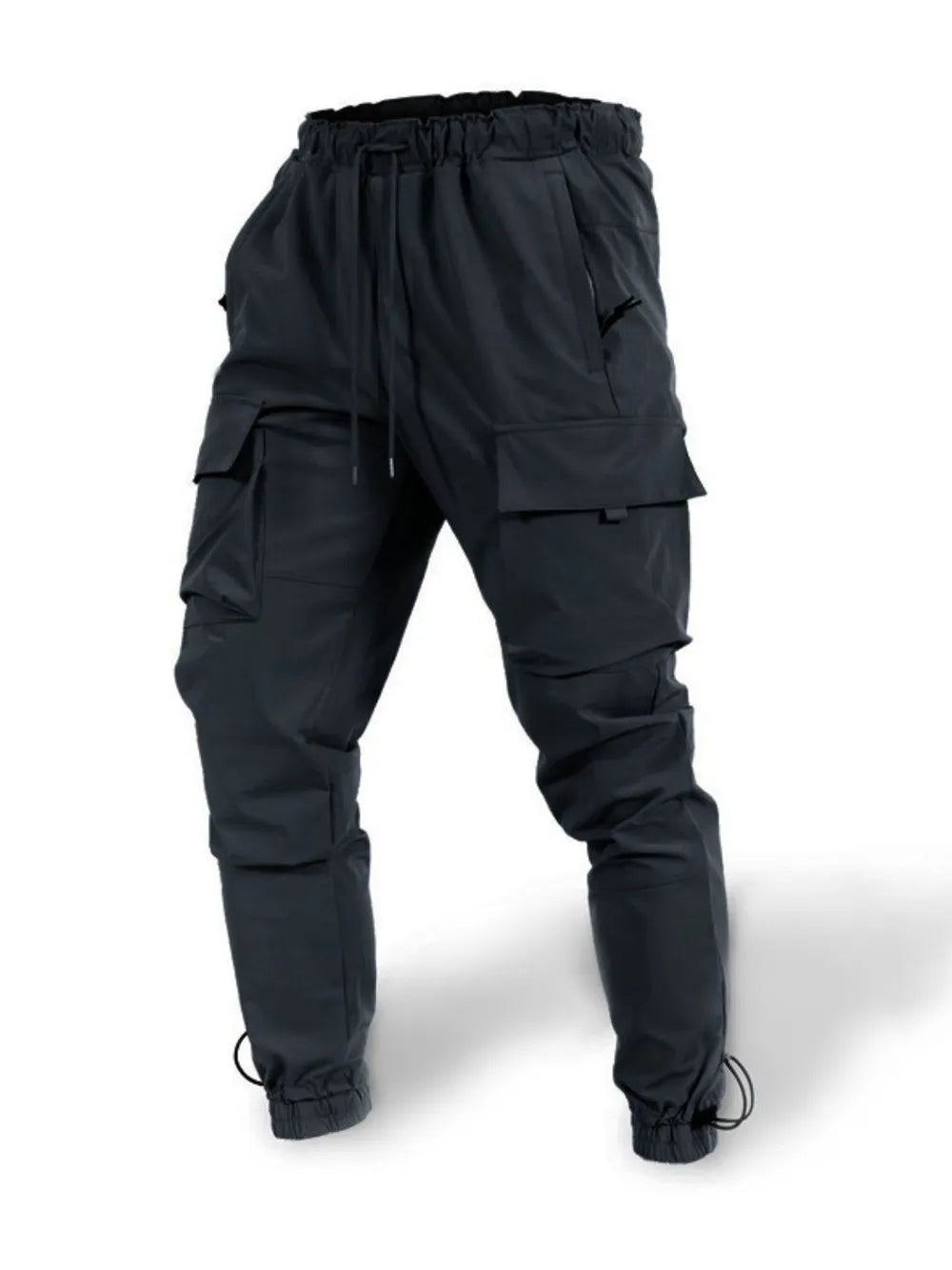 Men's Plus Size Drawstring Pants with Cargo Pockets Black