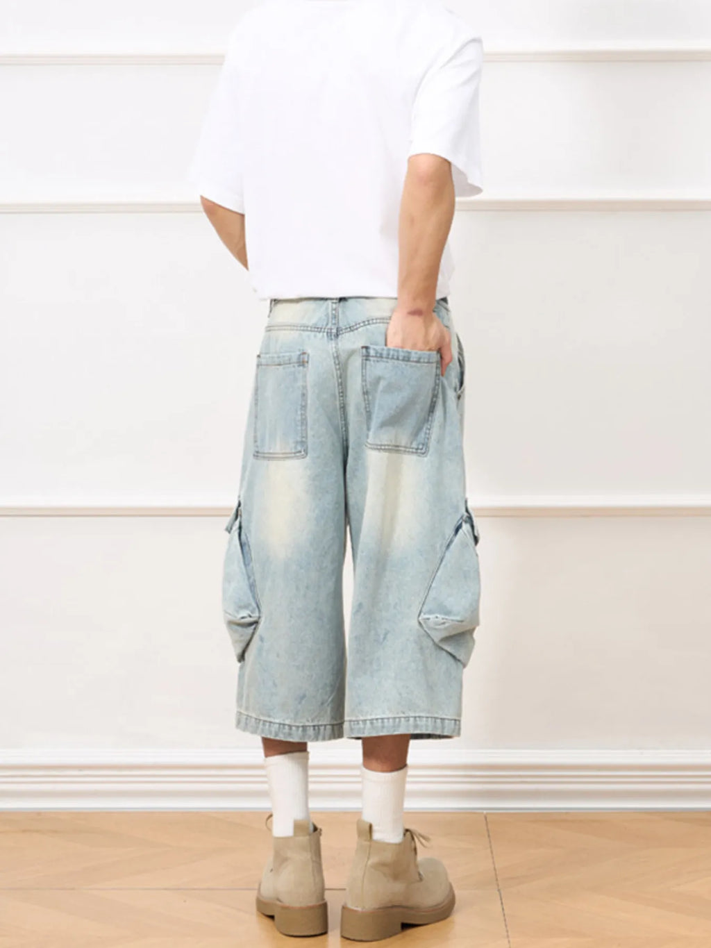 men's men's vintage wash wide-leg capris jeans - lifestyle shot