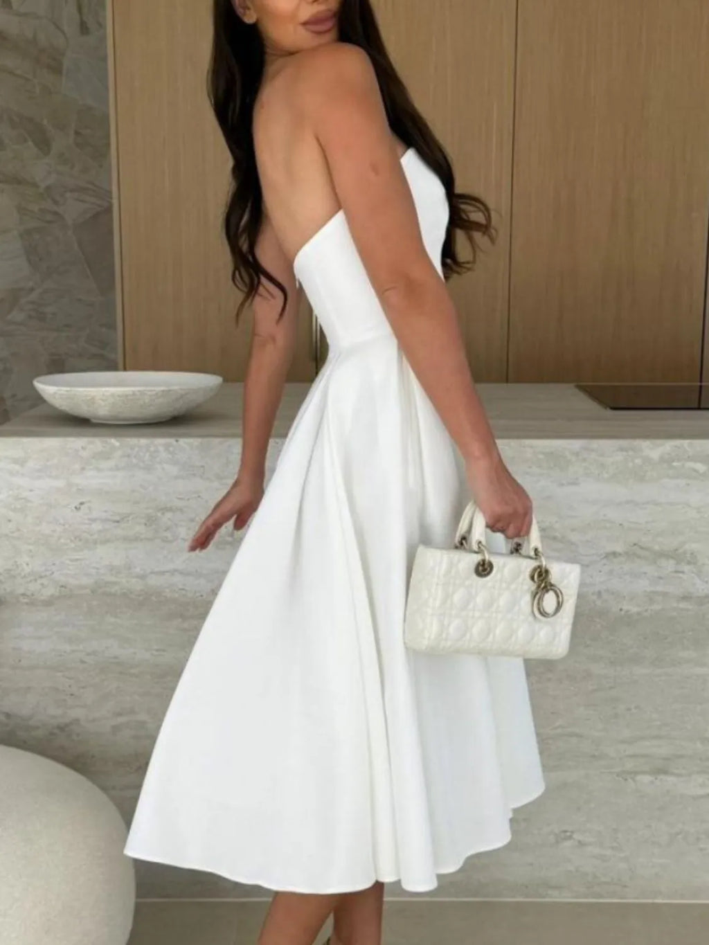 Solid Color Tube Midi Dress – Donjane