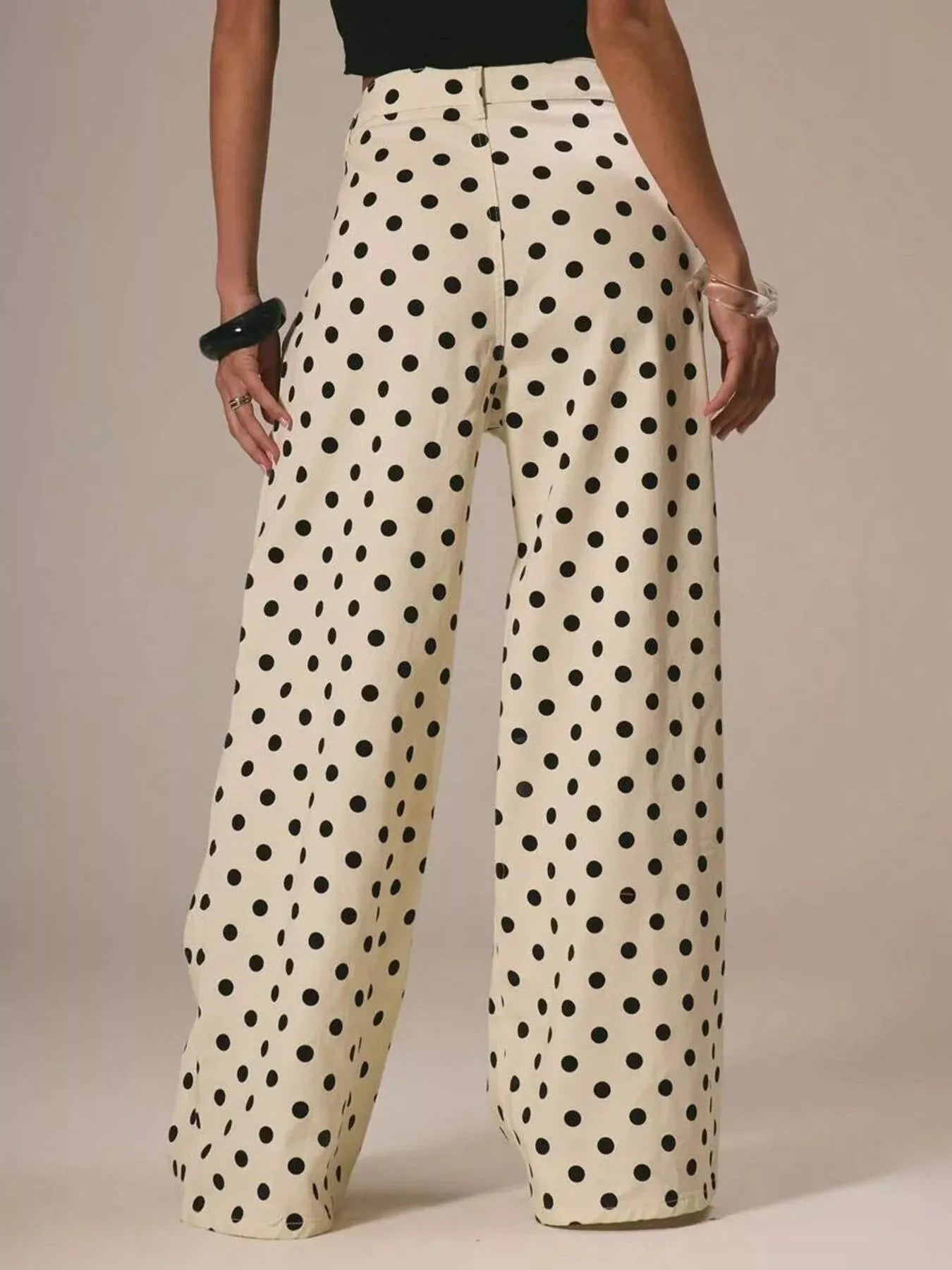 women's polka dot wide leg jeans - product detail