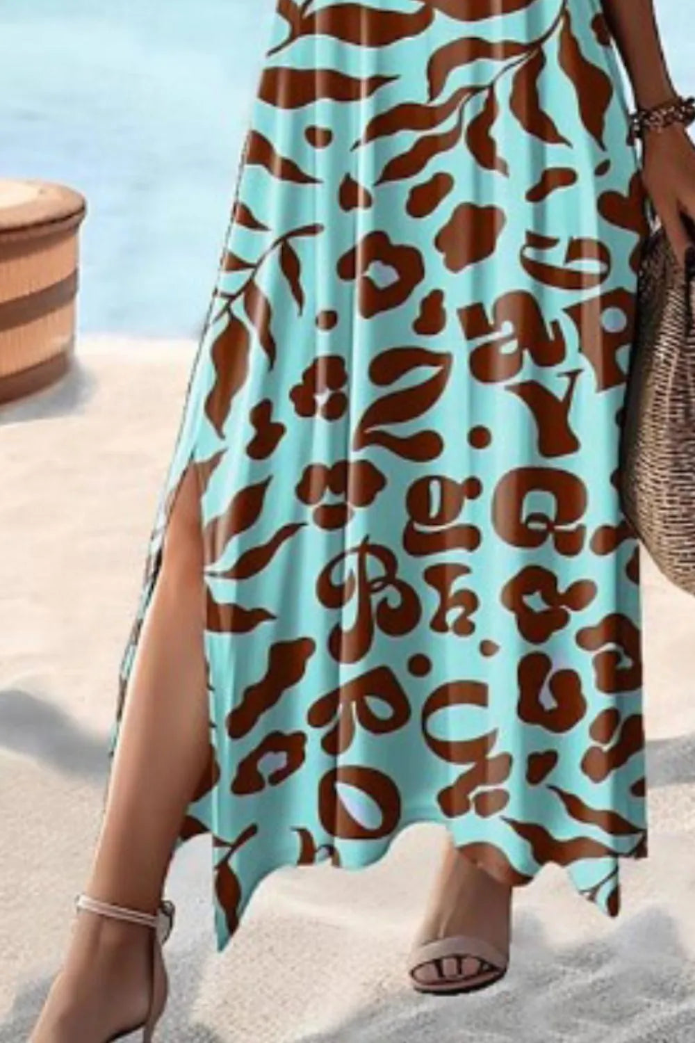 Full Size V-Neck Short Sleeve Slit Dress Plus Size