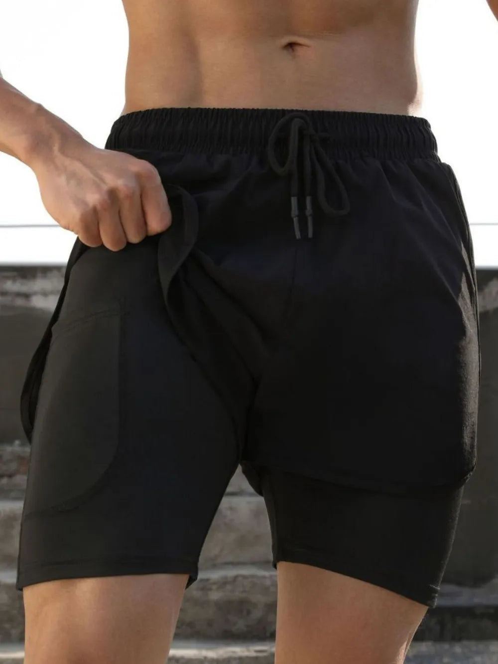 Men's Drawstring Active Shorts Black