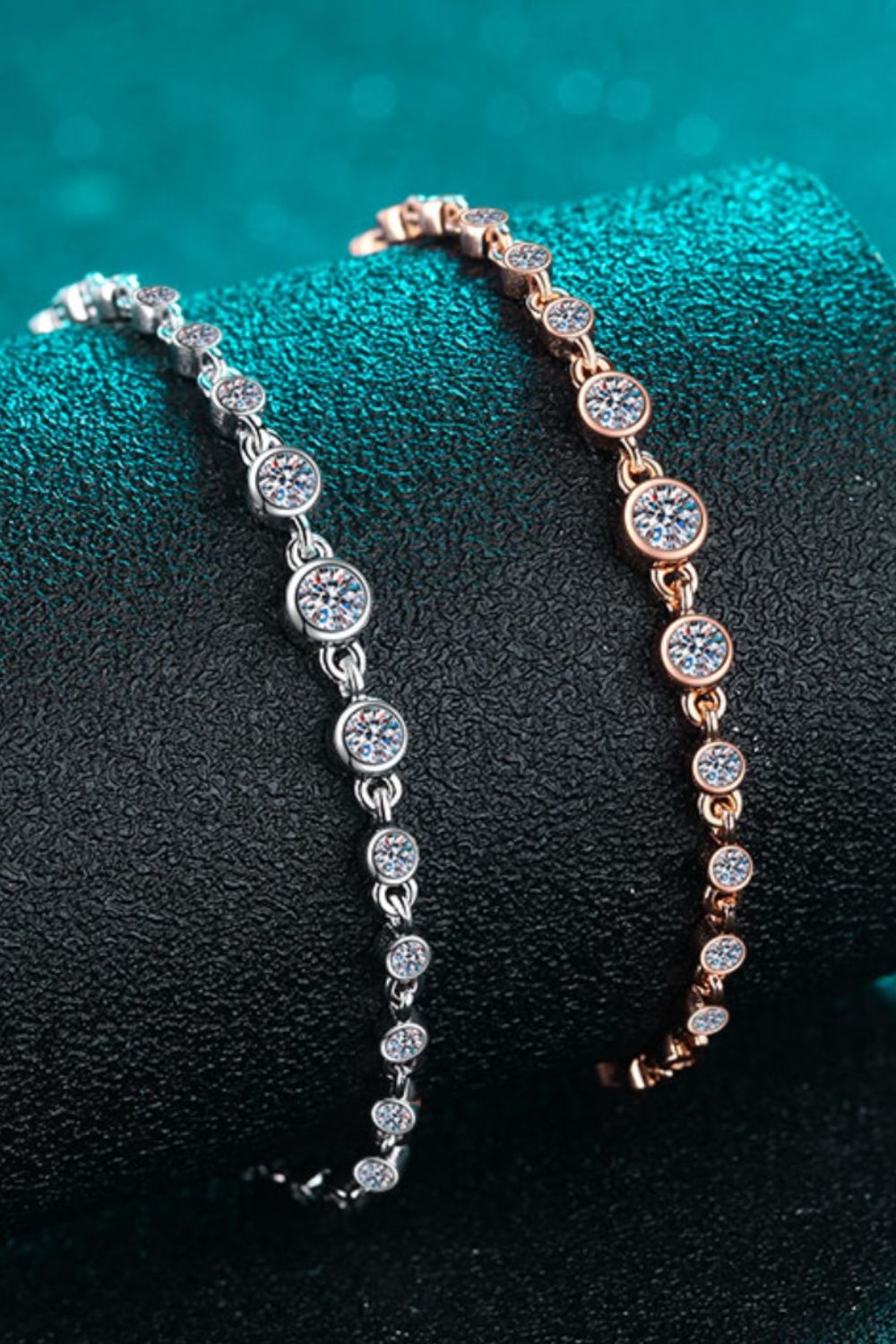 925 sterling silver inlaid moissanite bracelet — ring view