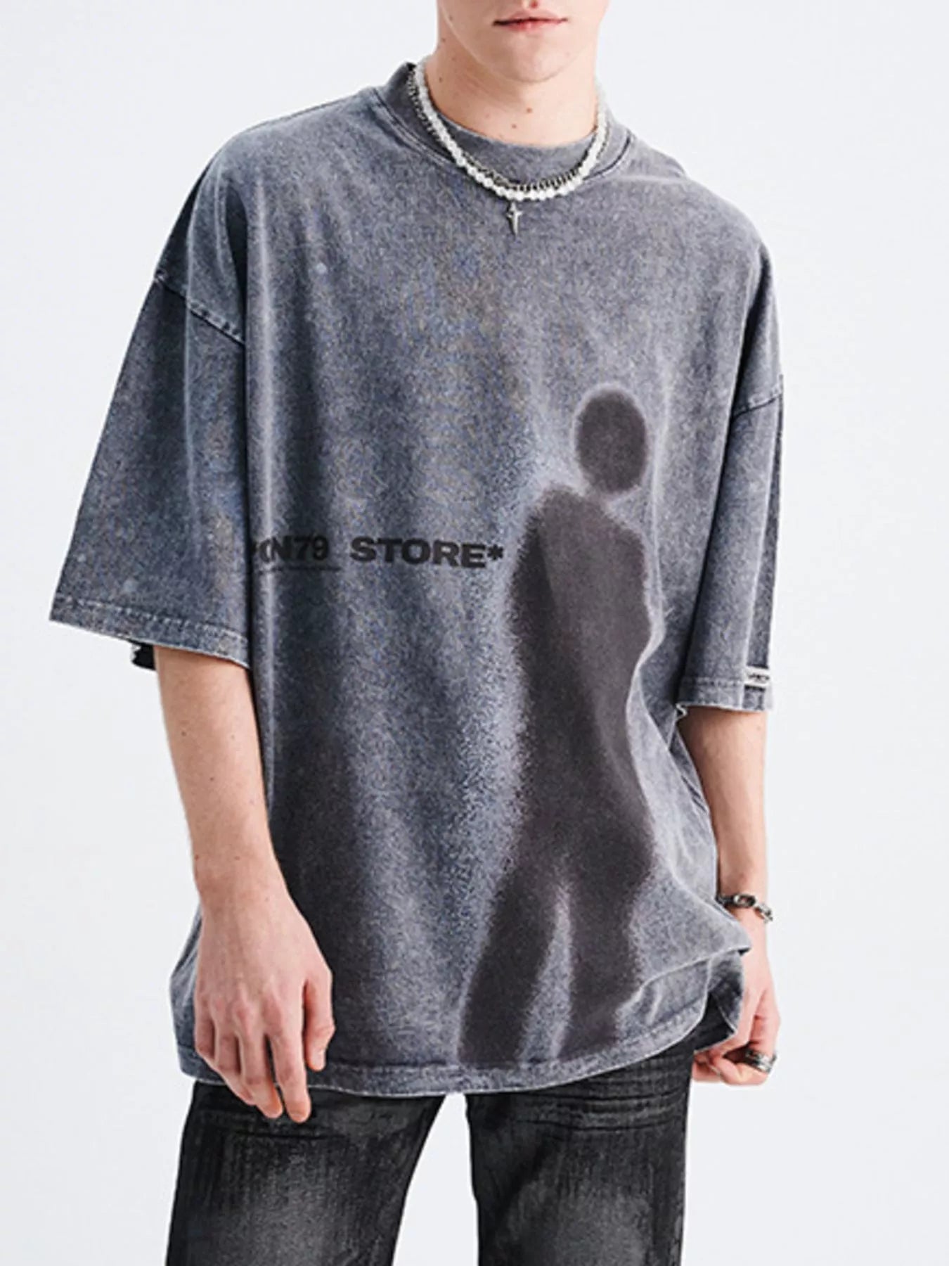 men's men's vintage washed graphic round neck t-shirt - additional image
