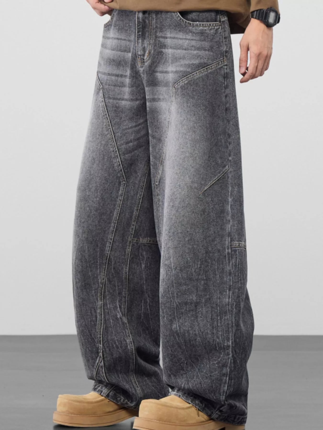 men's men's plus size wide leg jeans - styled view