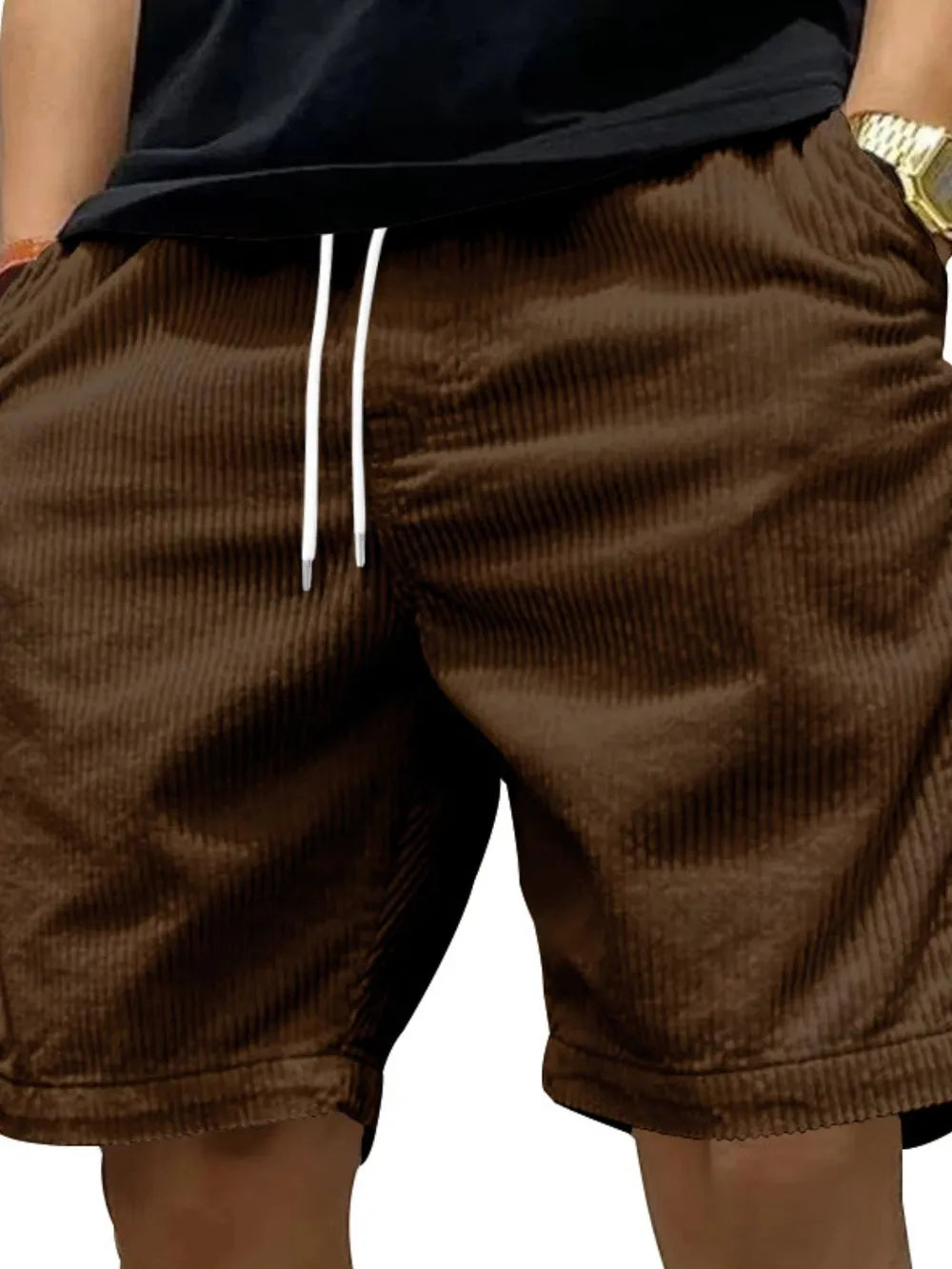 Men's Drawstring Shorts with Pockets Coffee Brown