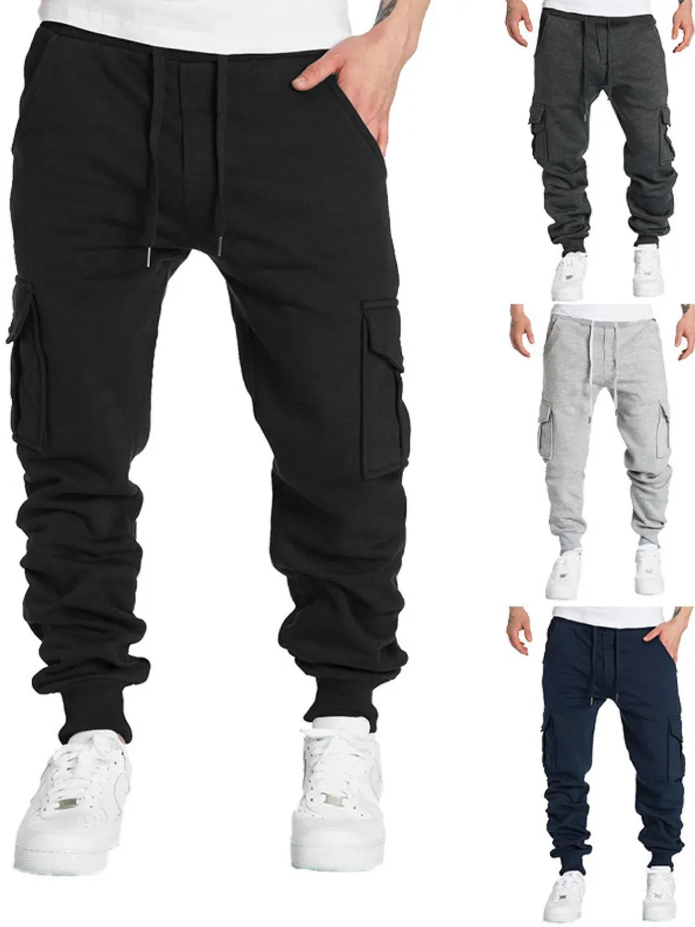 men's drawstring pants with pockets styled as a men’s apparel