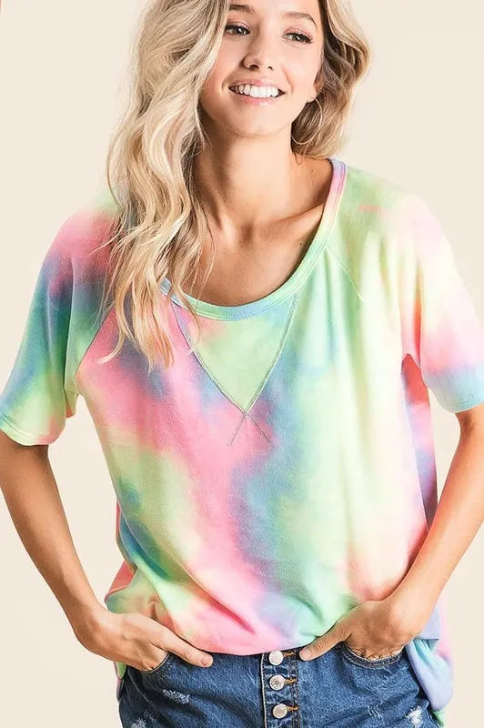 women's bibi tie dye french terry print top - additional image