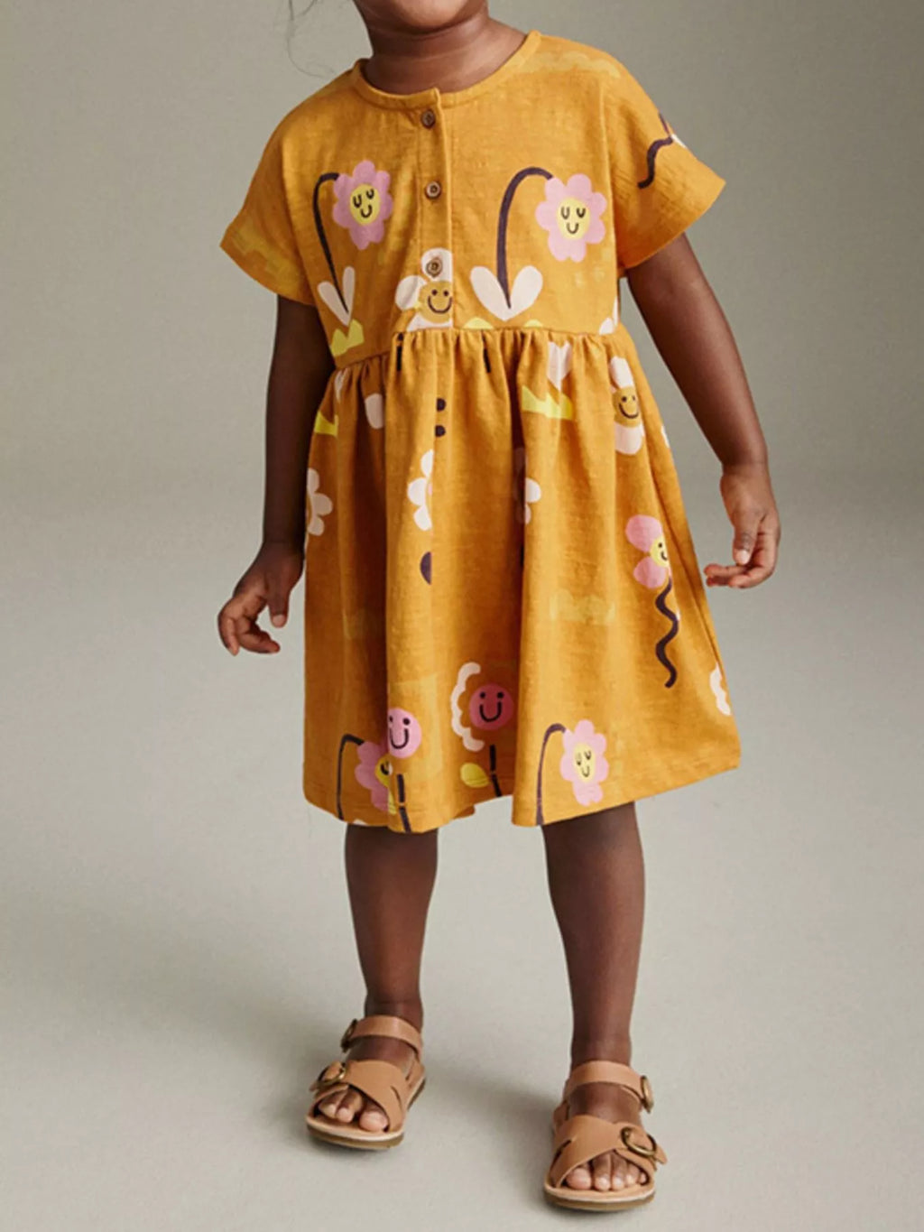 women's children's floral print button-front casual dress - main product image