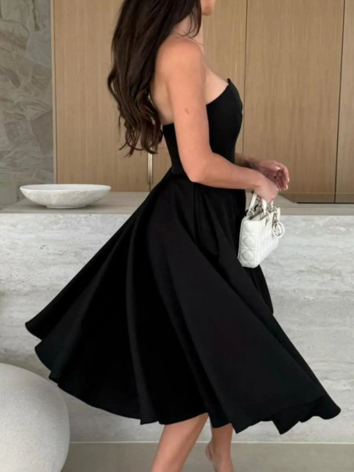 Solid Color Tube Midi Dress – Donjane