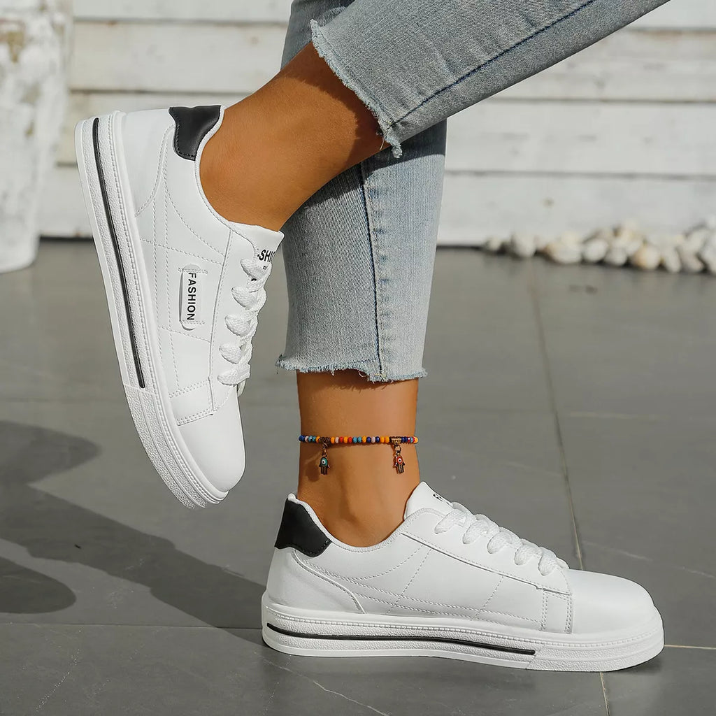 women's lace up casual sneakers - close-up detail
