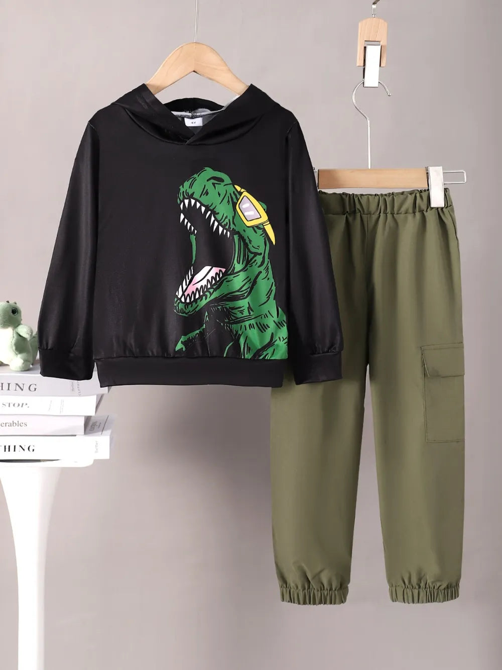 children's dinosaur graphic hoodie and pants set — stylish clothing for kids