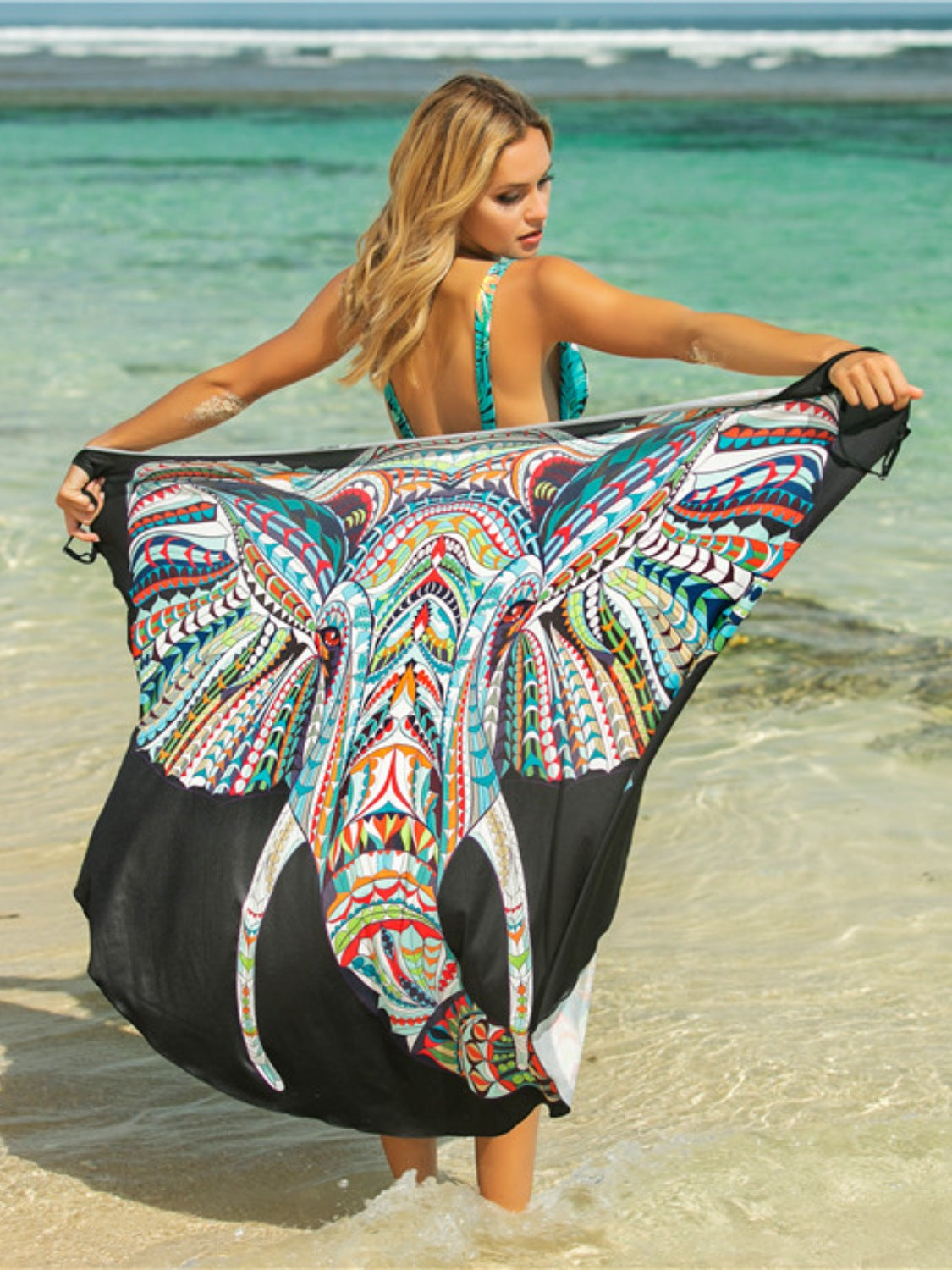 Printed Spaghetti Strap Cover Up Multicolor One Size