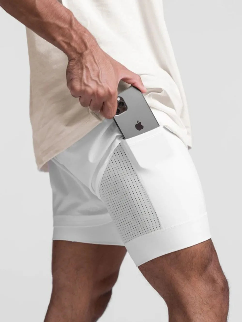 Men's Drawstring Active Shorts White