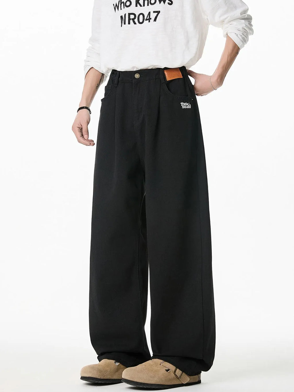 Men's Plus Size Wide Leg Pants Black